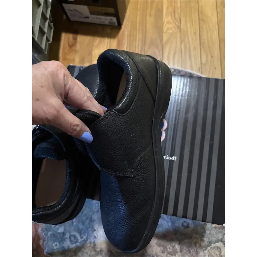 New Orthofeet Mens Blk Pebble Leather Orthotic Broadway Shoes Sz 12M